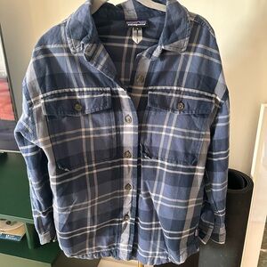 Patagonia Navy and White Plaid Shirt